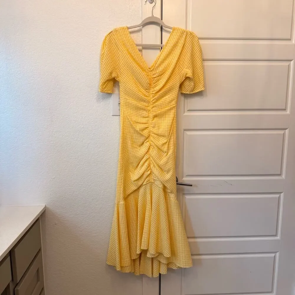 Staud Panier Dress Yellow Gingham